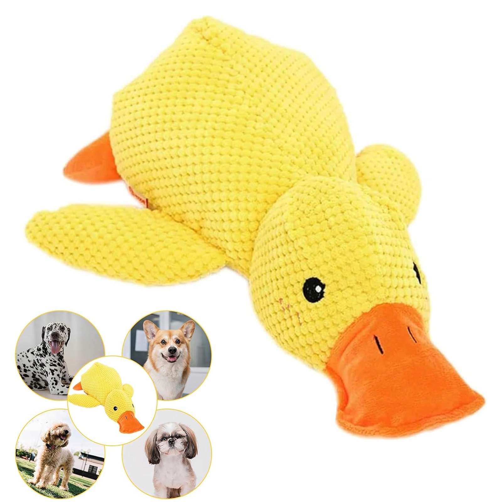 Levně Plyšová Hračka Kachna Na PŘetahování, Plyšové Kousátko, Odolná Pro Psy A Kočky, Žvýkání, 38*45 CM, Žlutá