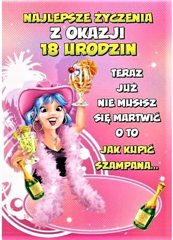 

Śmieszna Kartka 18 Urodziny dla Pani