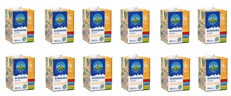 Levně 12x 500 ml Łowicz Smetana Uht 18% Karton