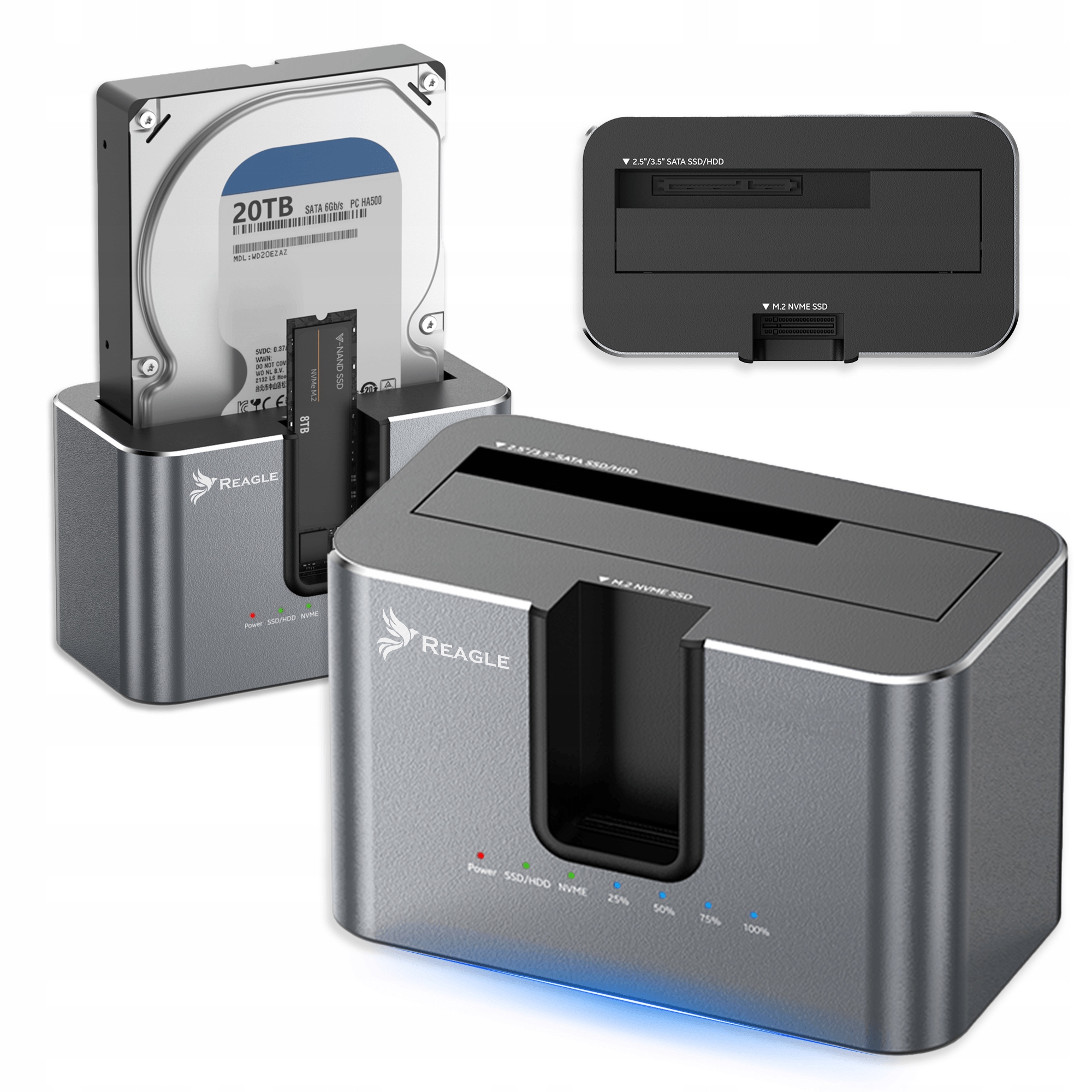 Dokovací Stanice Pro Disk Ssd Hdd Sata 2,5" 3,5" Nvme M.2 Usb Klonovací Adaptér