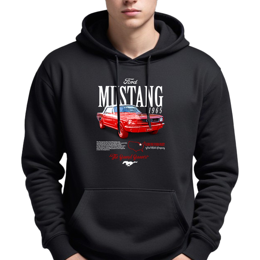 Pánská Mikina Hoodie S Kapucí Černá Streatwear Módní Youth Mustang XL