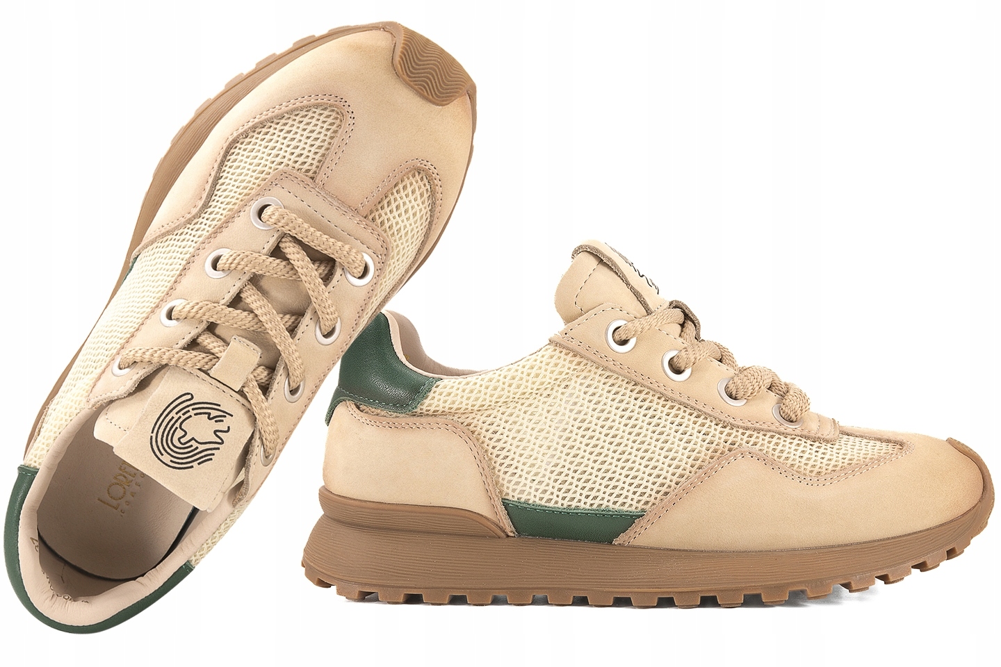 Loretta Vitale W1402 Sportovní Polobotky Kožené Tenisky khaki 35 Béžová