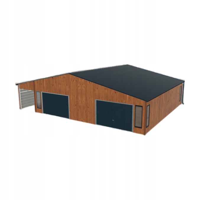 Plechová garáž 10x9.5 m s přístřeškem Zlatý dub
