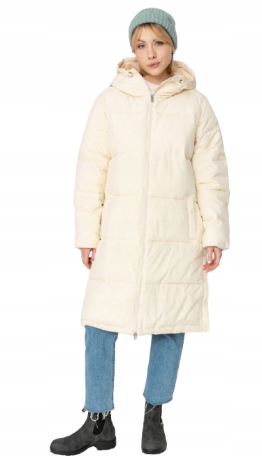 Roxy Zimní Bunda S Kapucí Prošívaná Ke Kolenům, Krémová, Velikost S