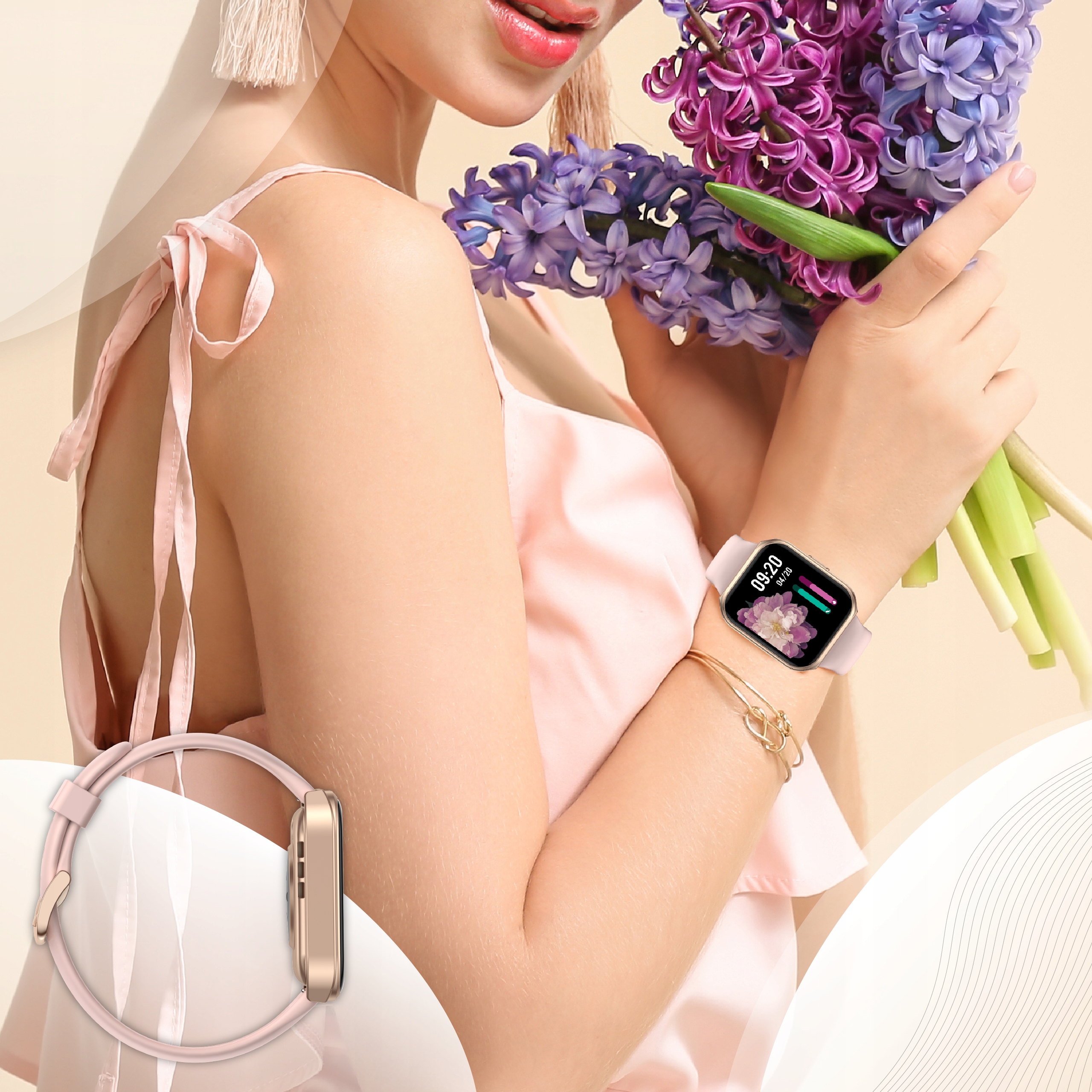 SMARTWATCH ZEGAREK MENU DAMSKI ROZMOWY POLSKIE SPORT PULS WATCH SMART SMS Komunikacja Bluetooth