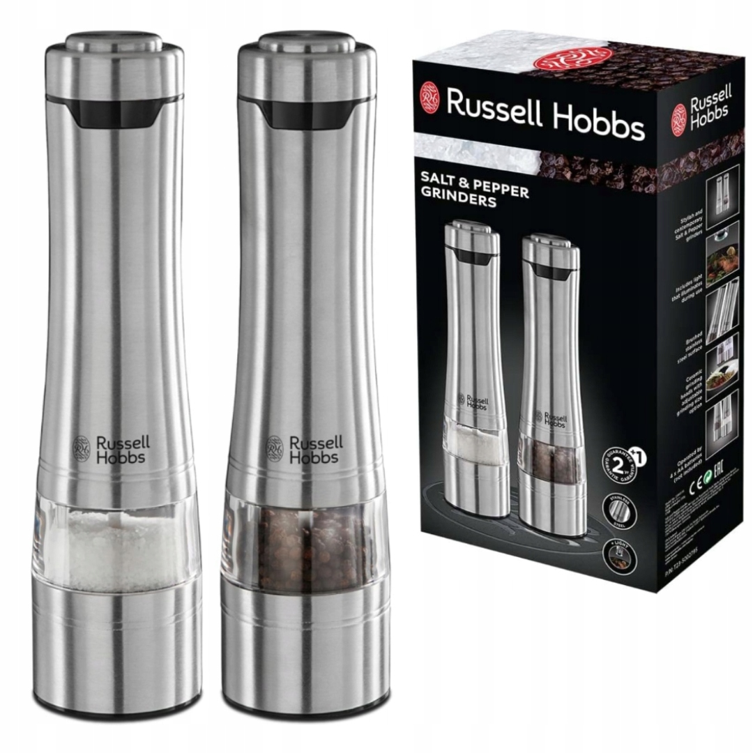 Zestaw 2X Młynek Do Soli I Pieprzu Russell Hobbs Elektryczne Z Regulacja