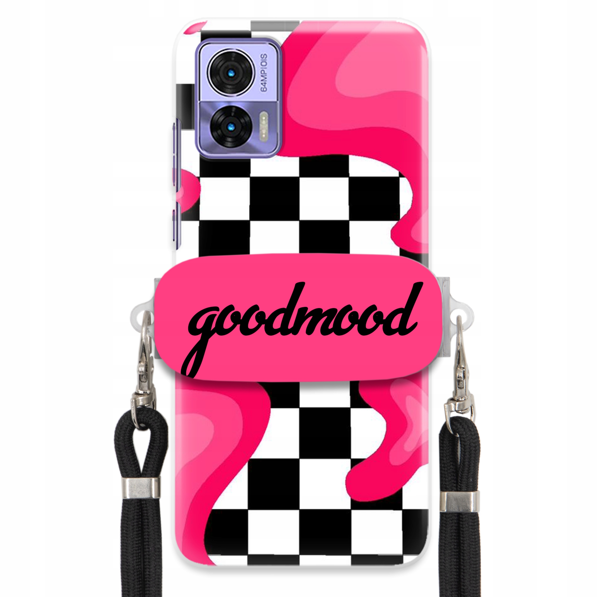 Puzdro Pre Motorola Edge 30 Lite Sada Case Držiak Vodítko Čierna Módne Splash