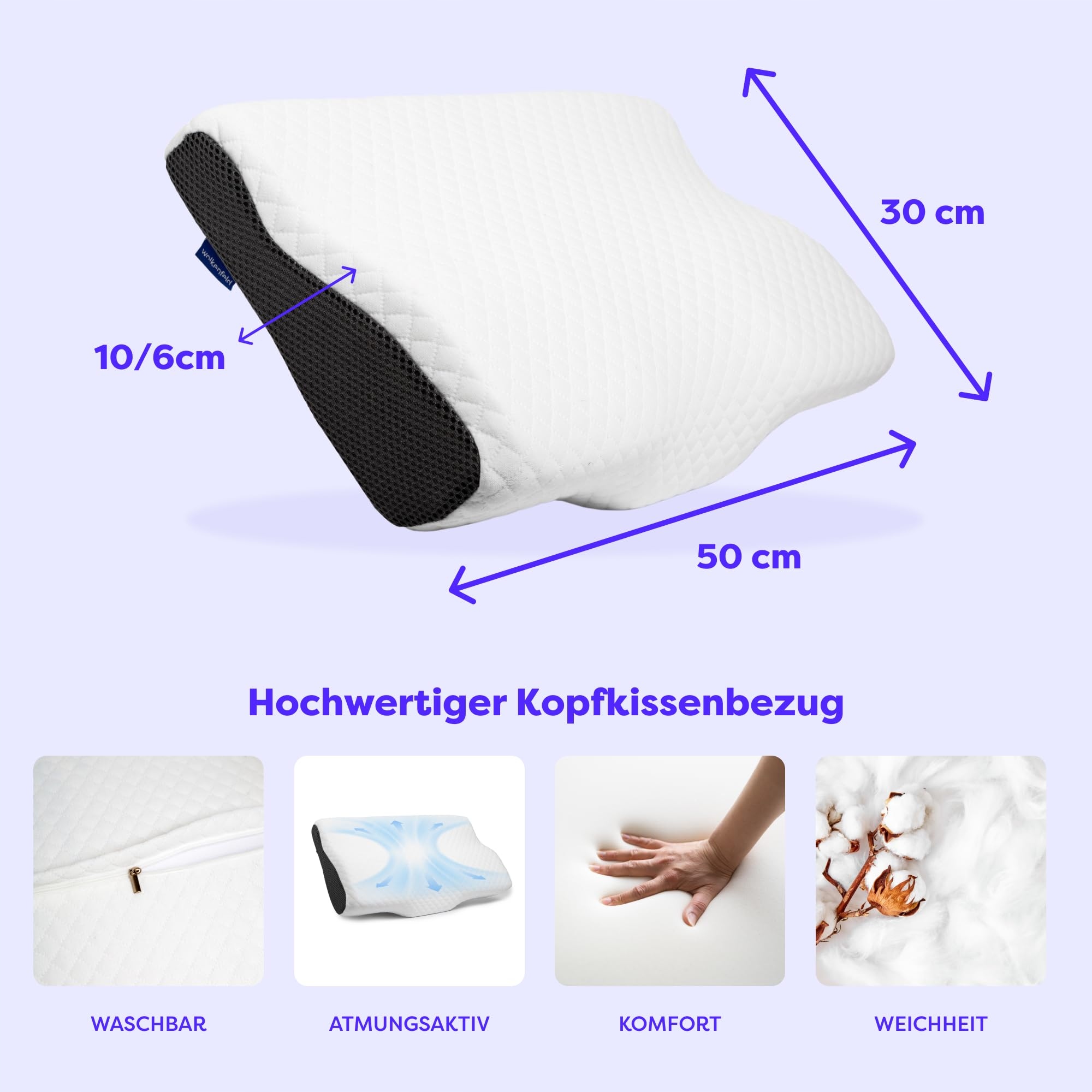 WOLKENFELD Poduszka Ortopedyczna Pianka Memory Ergonomiczna — miniatura 2