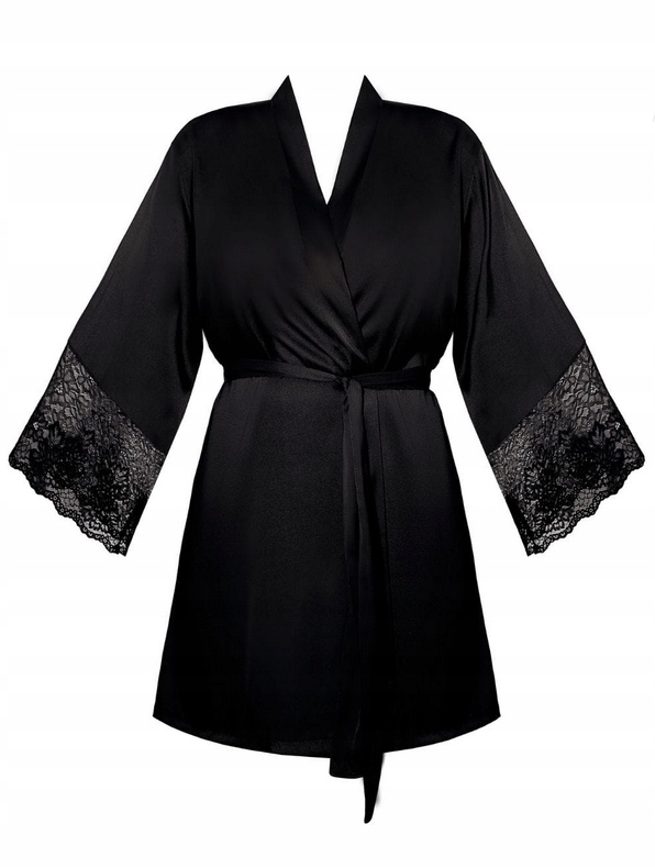 Nipplex Mefemi Dámský Župan Zora Černý Satén L/40