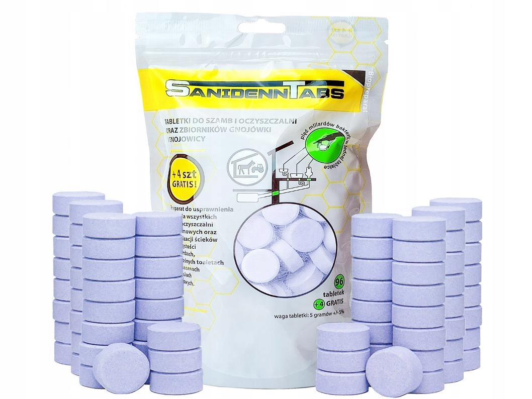Tabletki do szamb i oczyszczalni gnojówki i gnojowicy 96szt plus 4