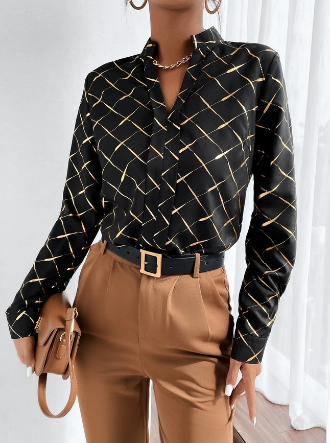 ELEGANCKA MODNA BLUZKA DAMSKA KOSZULA NADRUK L Marka inna