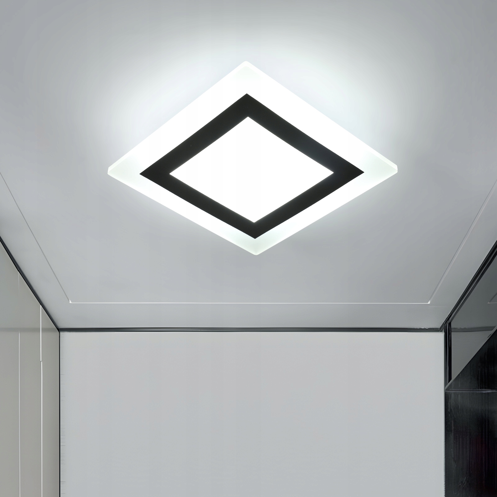 Lampa Sufitowa Led Biały Lampa Plafon Czarna 6500K Nowoczesna Do Salonu