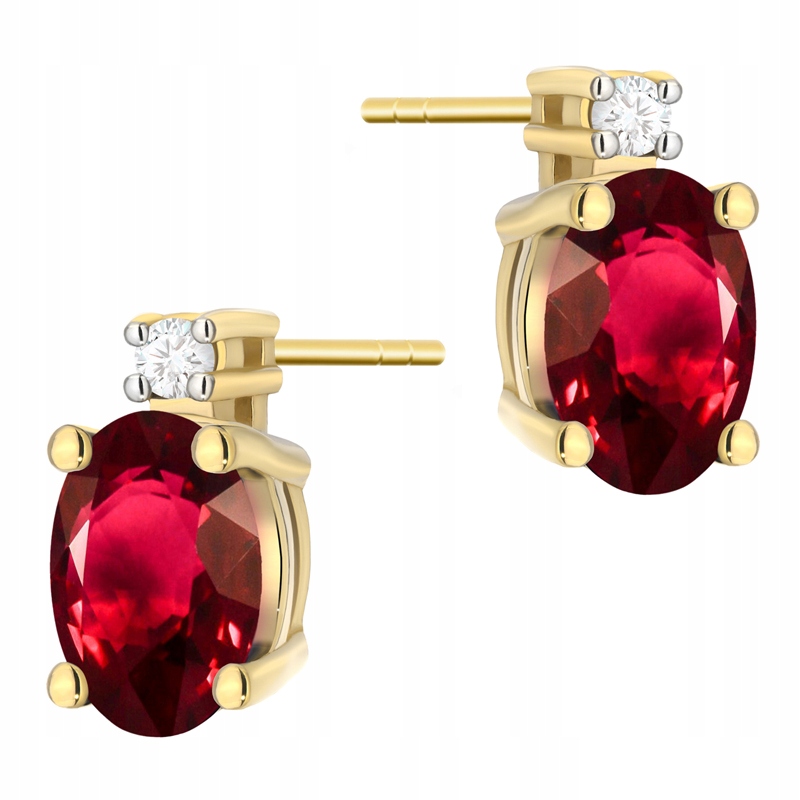Zlaté Náušnice 585 s Brilianty a Rubíny 1,20 ct