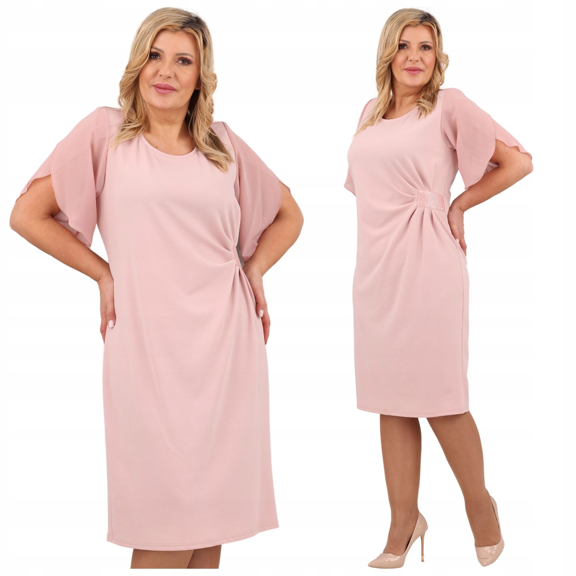 Wizytowa Sukienka Na Wesele Marszczona Polski Producent Duże Rozmiary