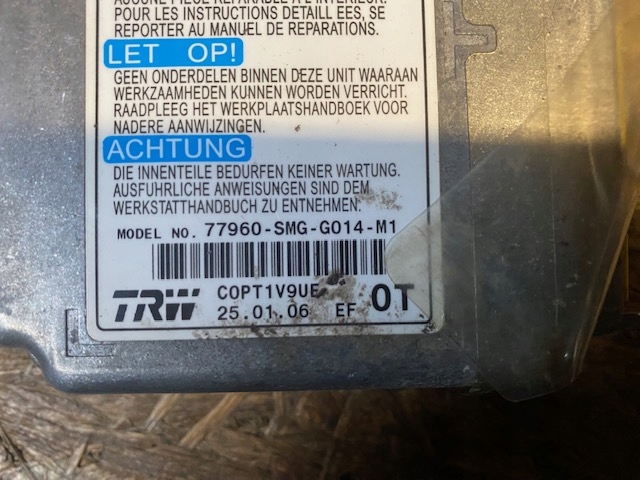 77960-SMG-G014-M1 - HONDA CIVIC VIII SENSOR МОДУЛЬ ПОДУШКИ БЕЗОПАСНОСТИ SRS ЕВРОПА 07
