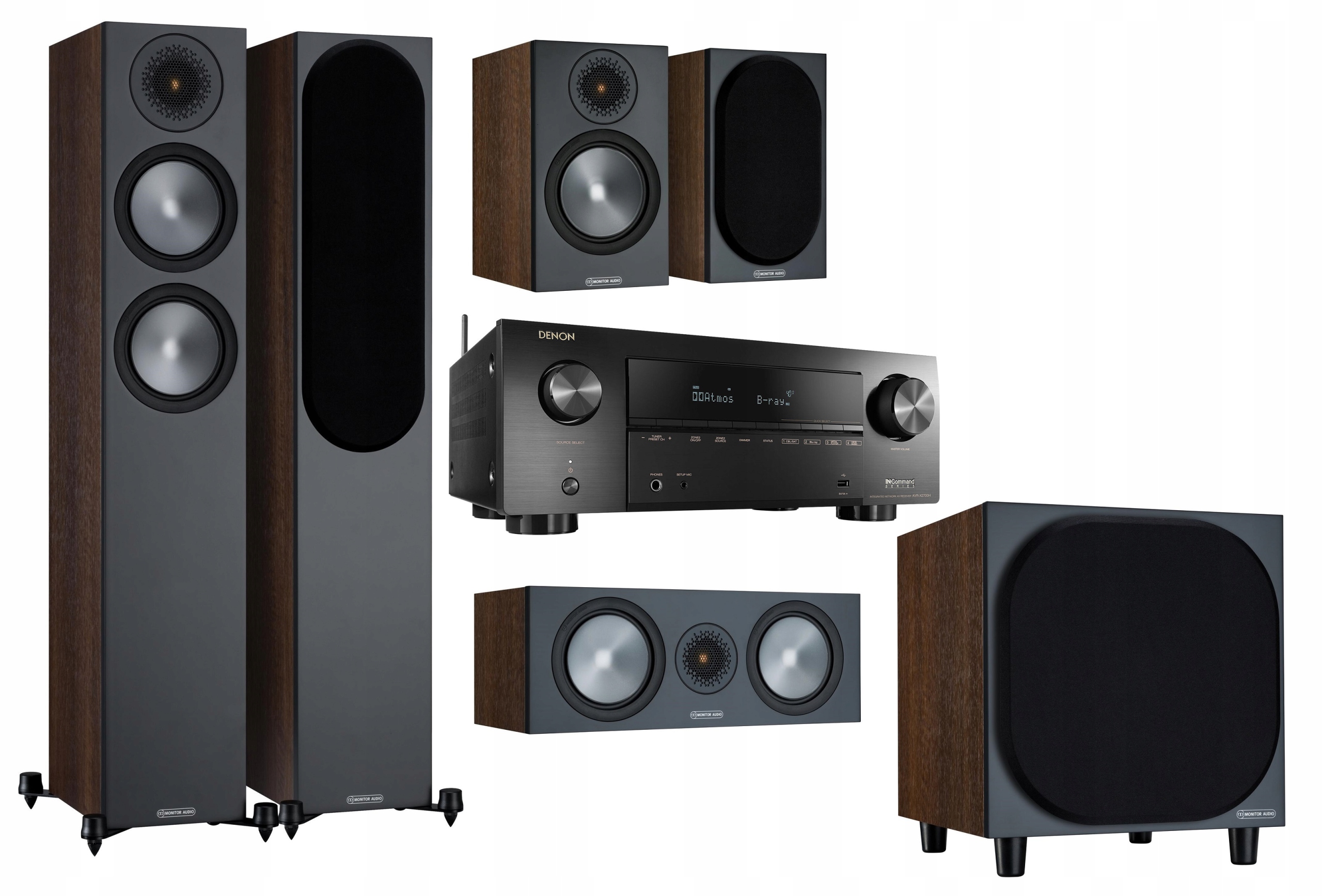 MONITOR BRONZE ORZECH KINO 5.1 + DENON AVR-X1700H