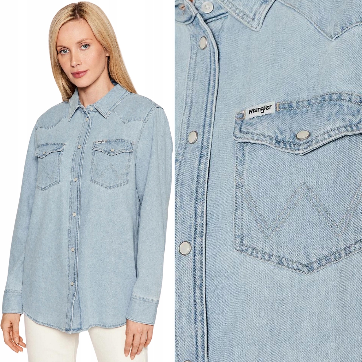 Wrangler Heritage Shirt Light Indigo Džíny volná dámská džínová košile Xs