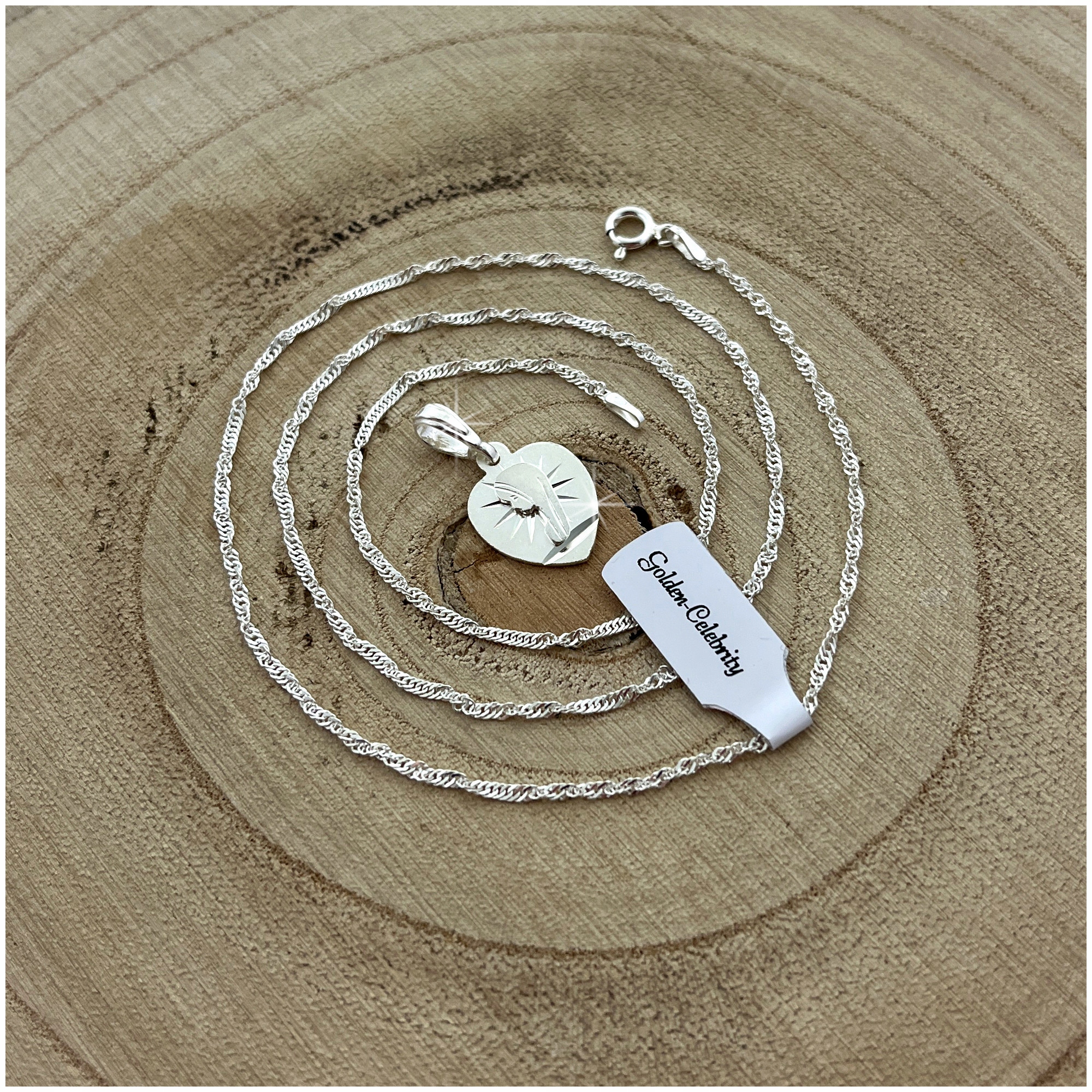 SREBRNY ŁAŃCUSZEK Z MEDALIKIEM PR. 925 PAMIĄTKA I KOMUNII ŚWIĘTEJ + GRATISY Marka Golden Celebrity