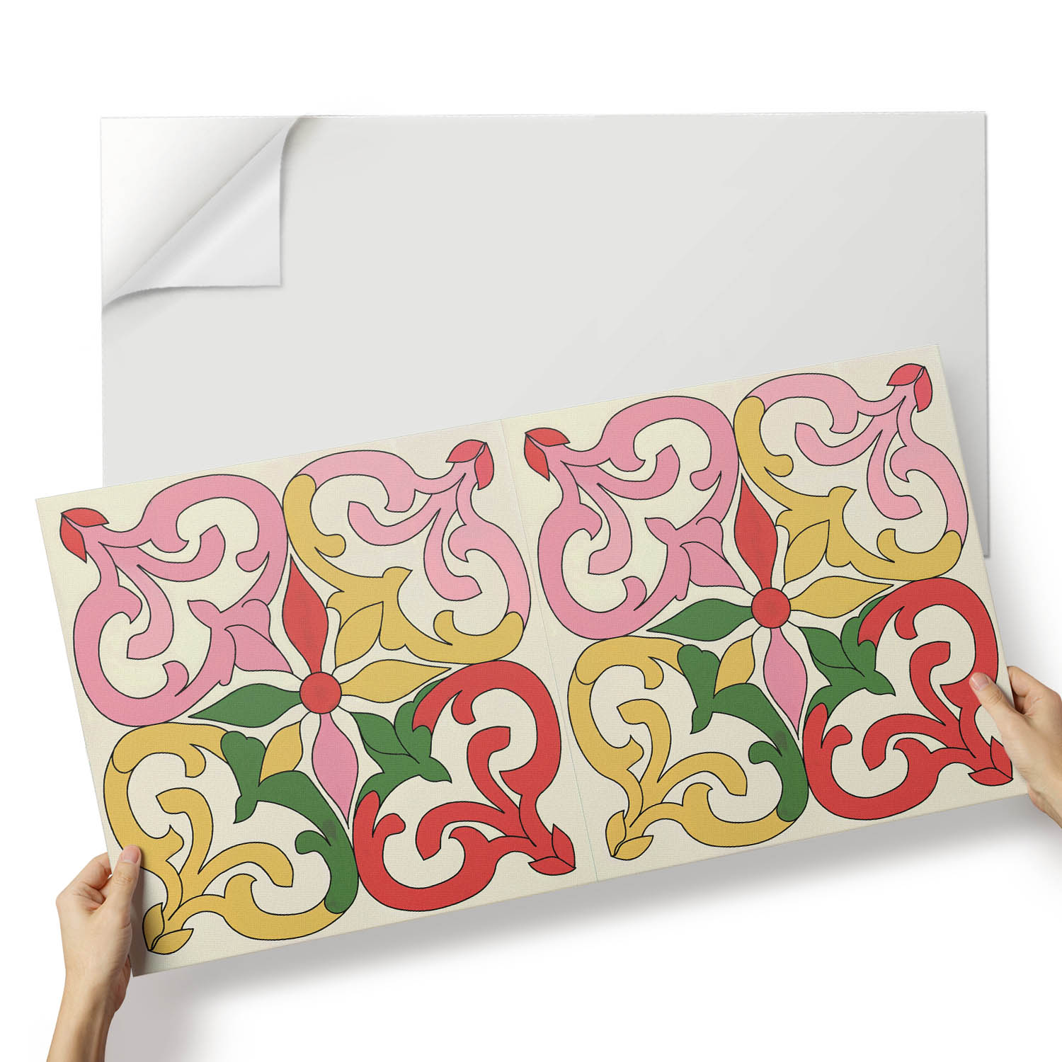 Vinylový panel s grafikou do koupelny Ornamentální vzor květin 100 x 50 cm