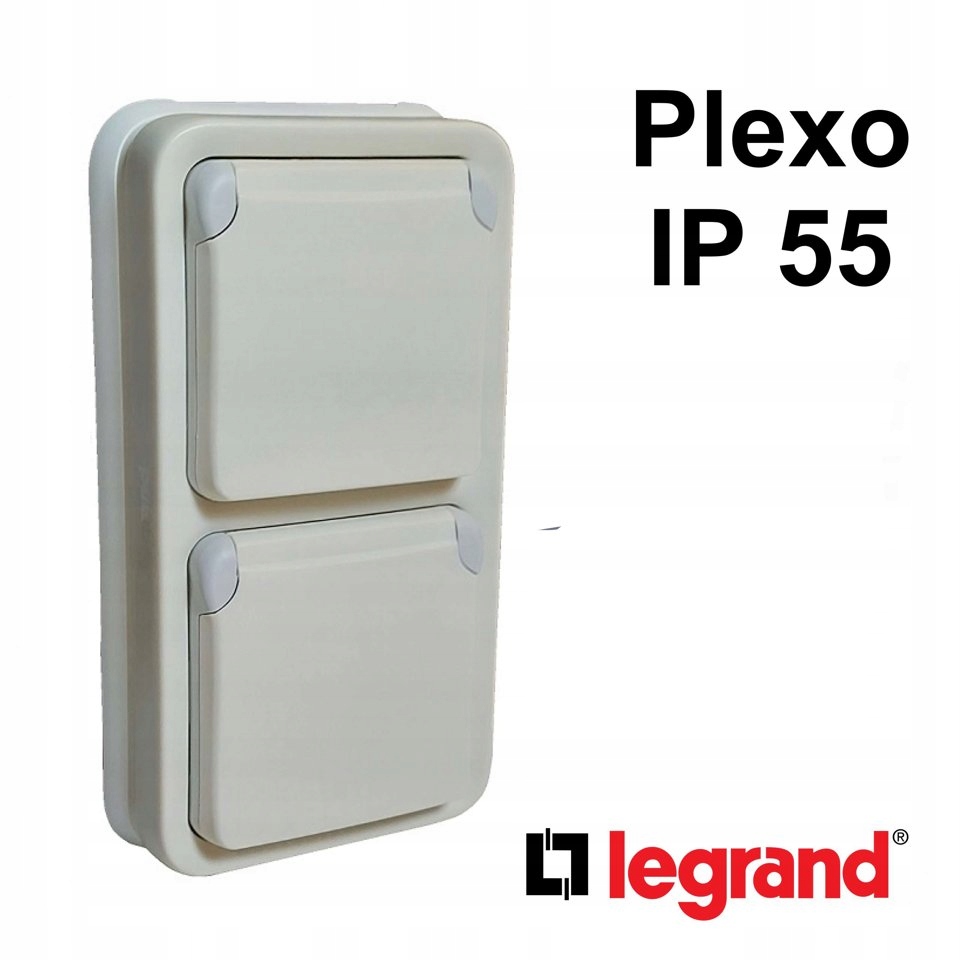 

Gniazdo hermetyczne podwójne pionowe IP55 Plexo