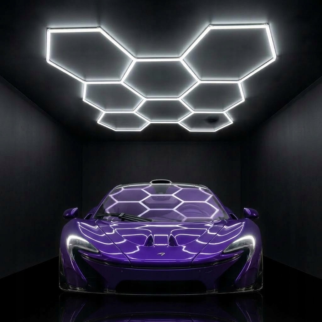 Led lustr HEX8 černý 245W 229x237cm 6500K studio detailing garáž