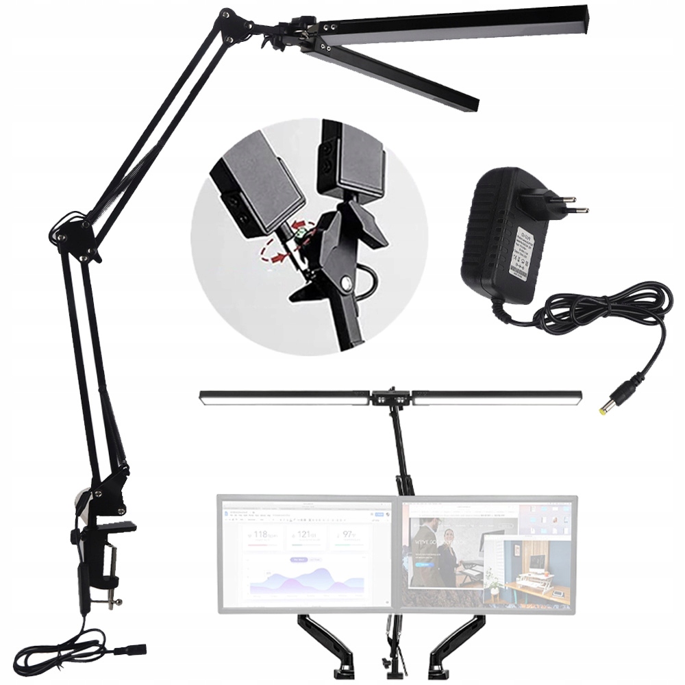 Dvojitá Led stolní lampa na psací stůl Kreslící pro kancelář 24W