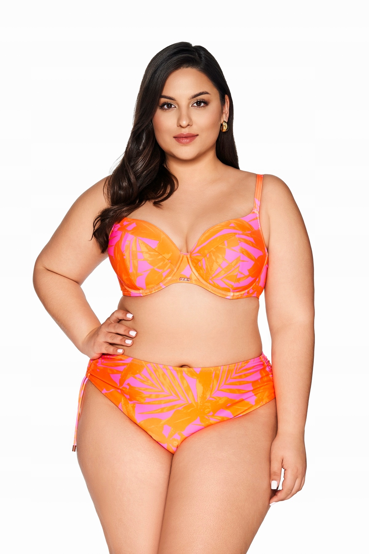 Horní část plavek podprsenka full cup 214 růžová oranžová, listy 75D