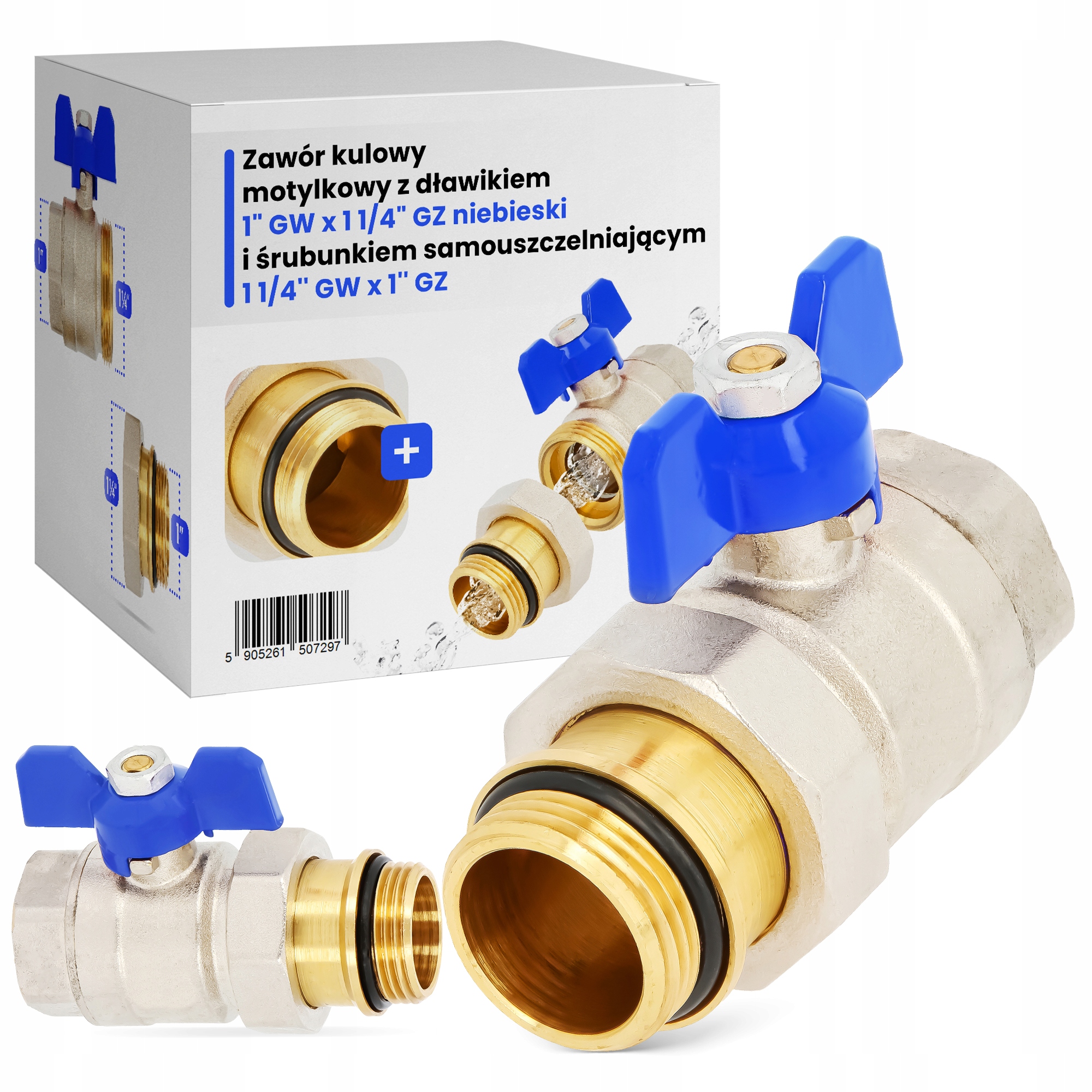 

Zawór kurek kulowy ze śrubunkiem dławicą motylek 1