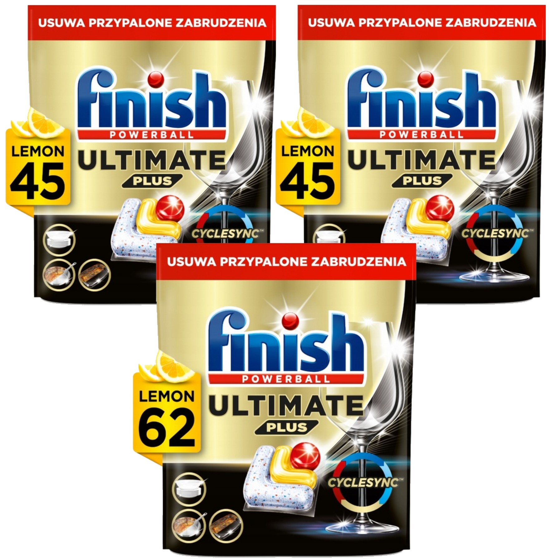Finish Powerball Ultimate Plus Kapsułki do Zmywarki Zapach Cytryna 152 Szt