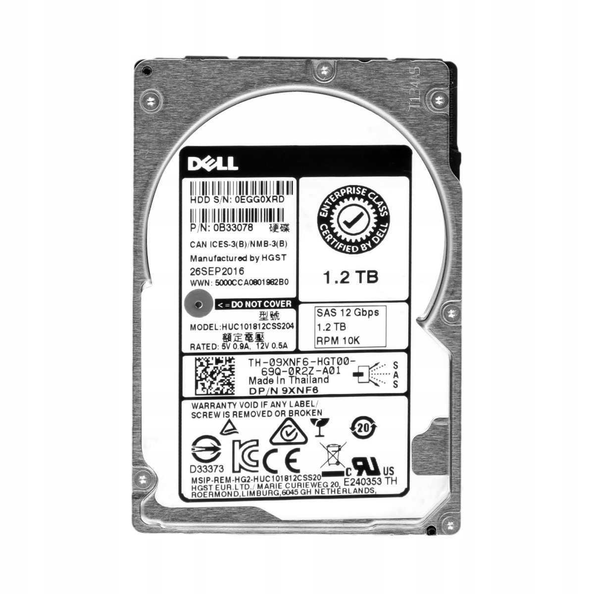 Dell 09XNF6 1,2 Tb 10K 128 Mb SAS-3 2,5'' HUC101812CSS204