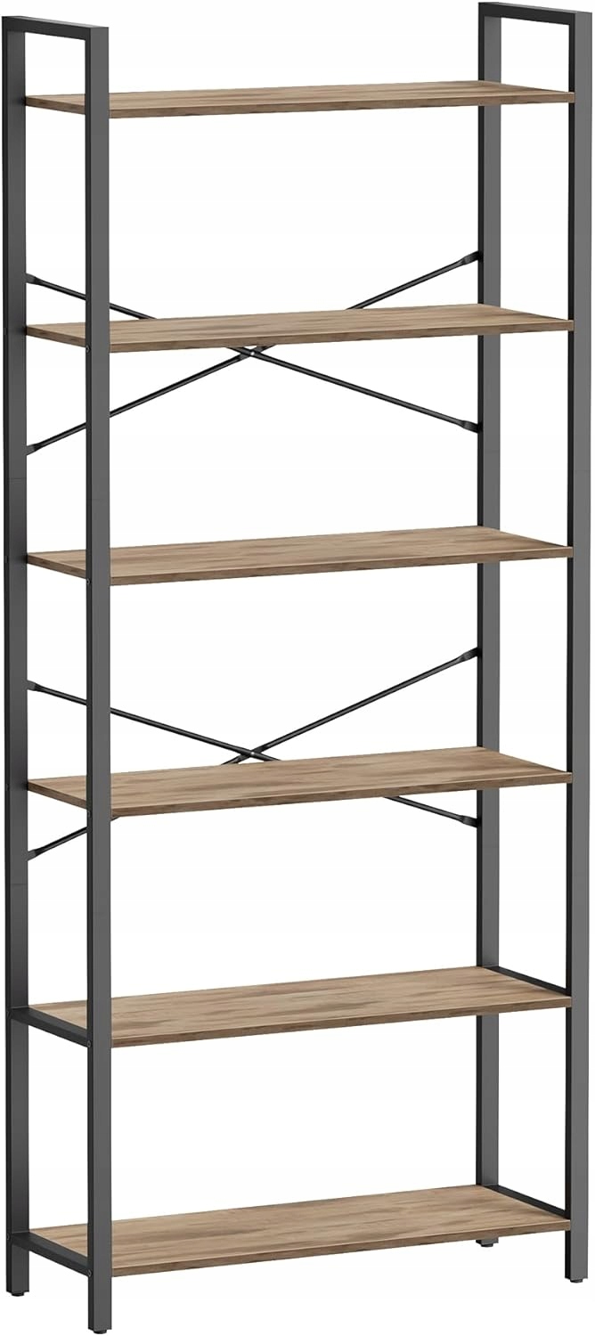 Regál Songmics 80 cm x 186 cm x 30 cm čierny, odtiene hnedej X