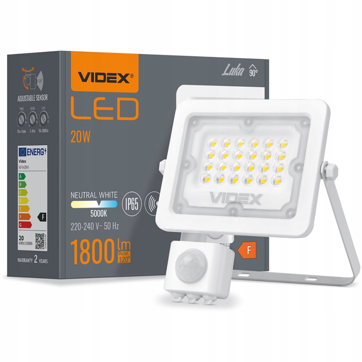 

Naświetlacz Led Lampa 20W 5000K IP65 Czujnik Ruchu