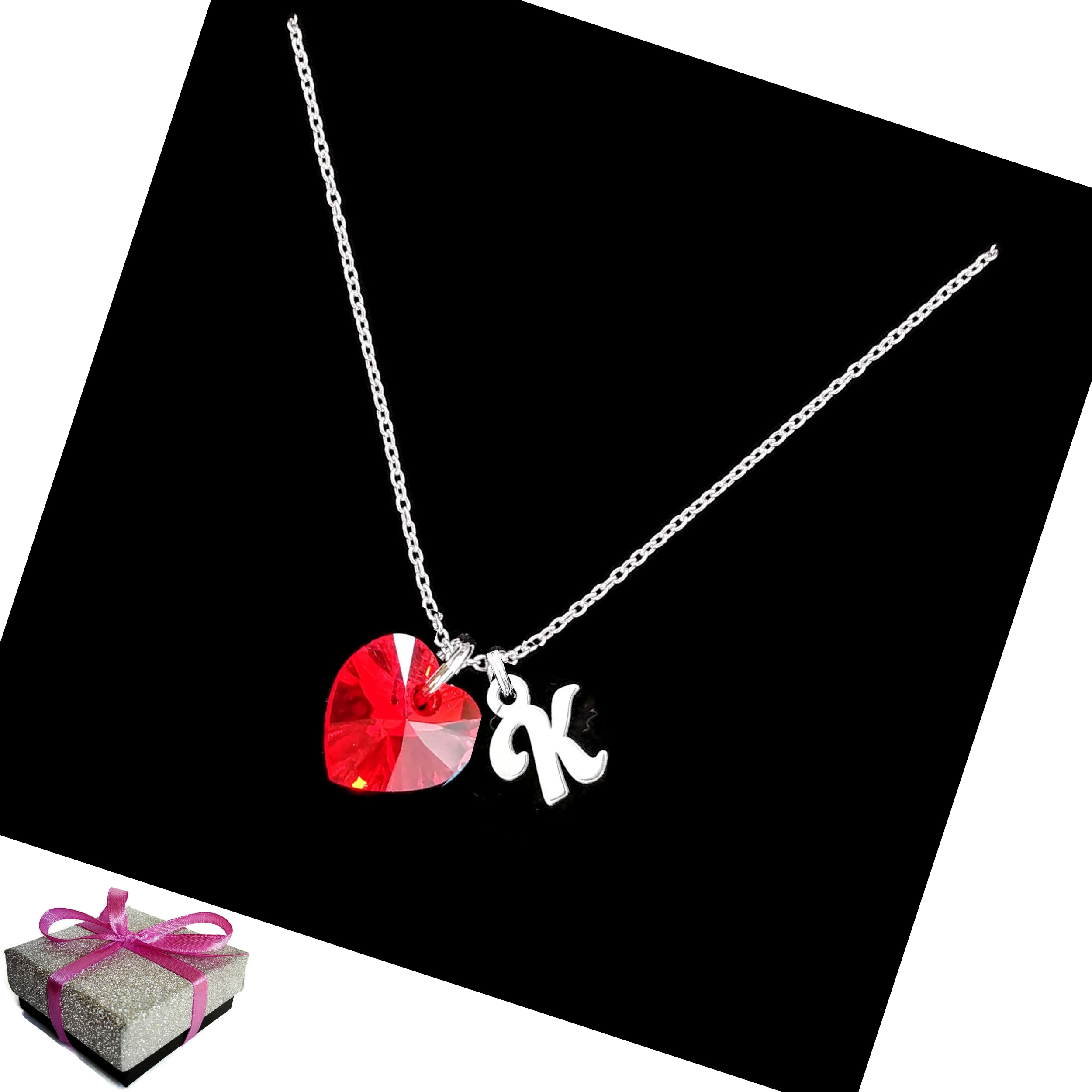 

Naszyjnik Litera Literka K + Swarovski Srebro 925