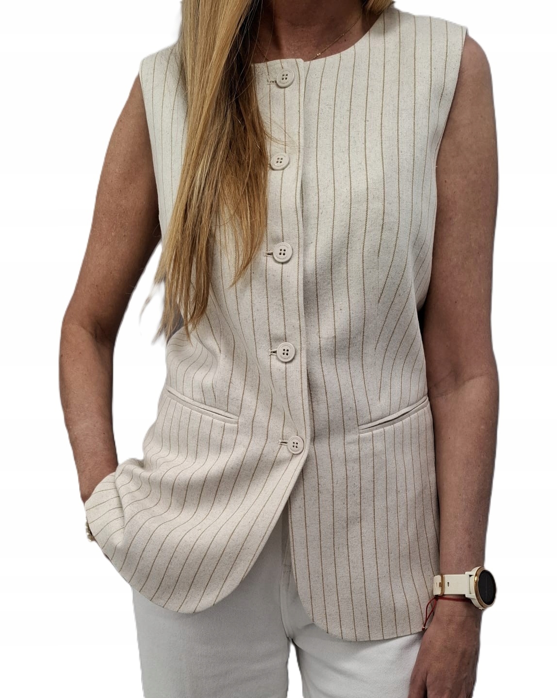 Lemonada Halenka s proužky Len Ecru Camelová 40/L Novinka