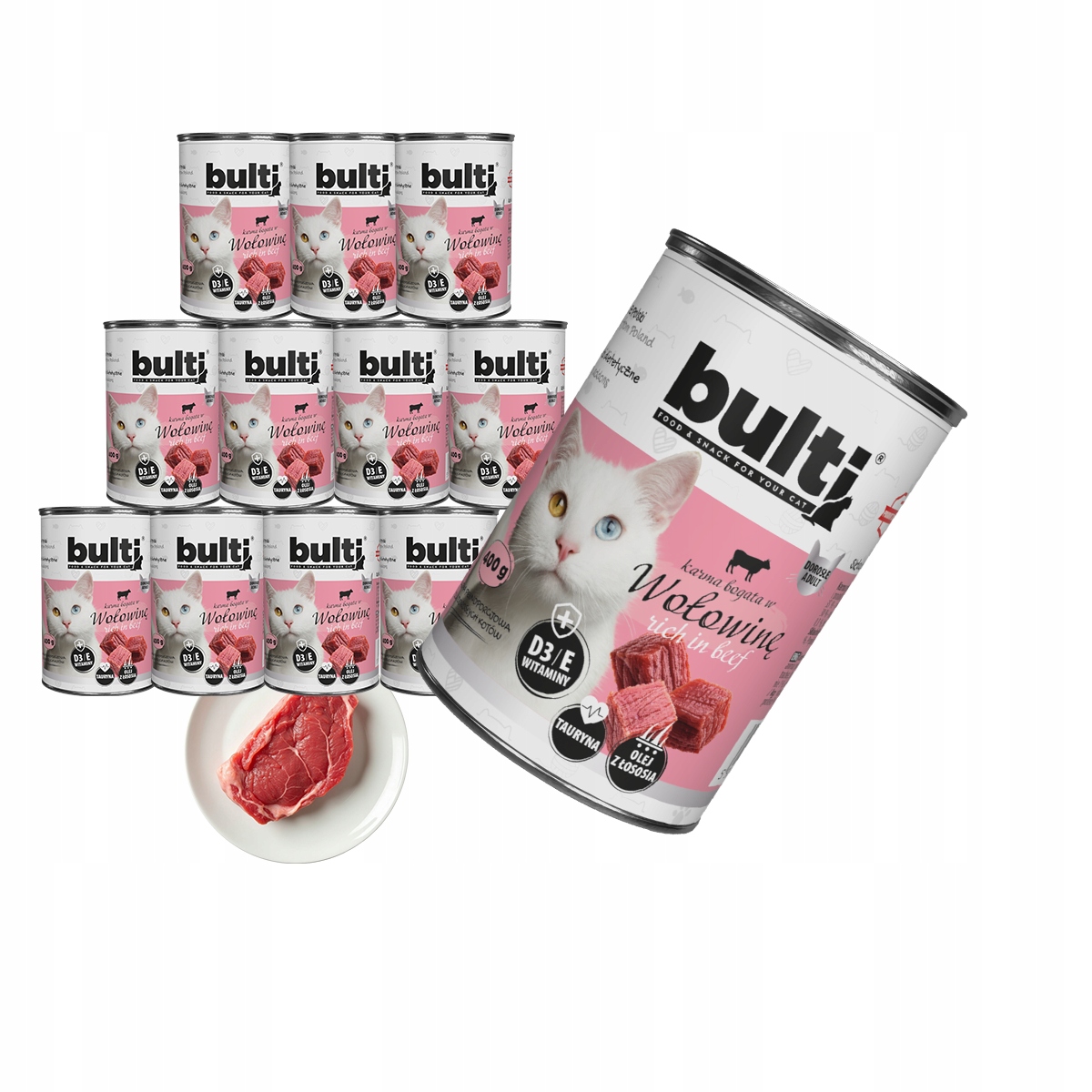 Levně Bulti Pro Kočky Krmivo Konzerva luncheon meat s hovězím masem Set 12x400g