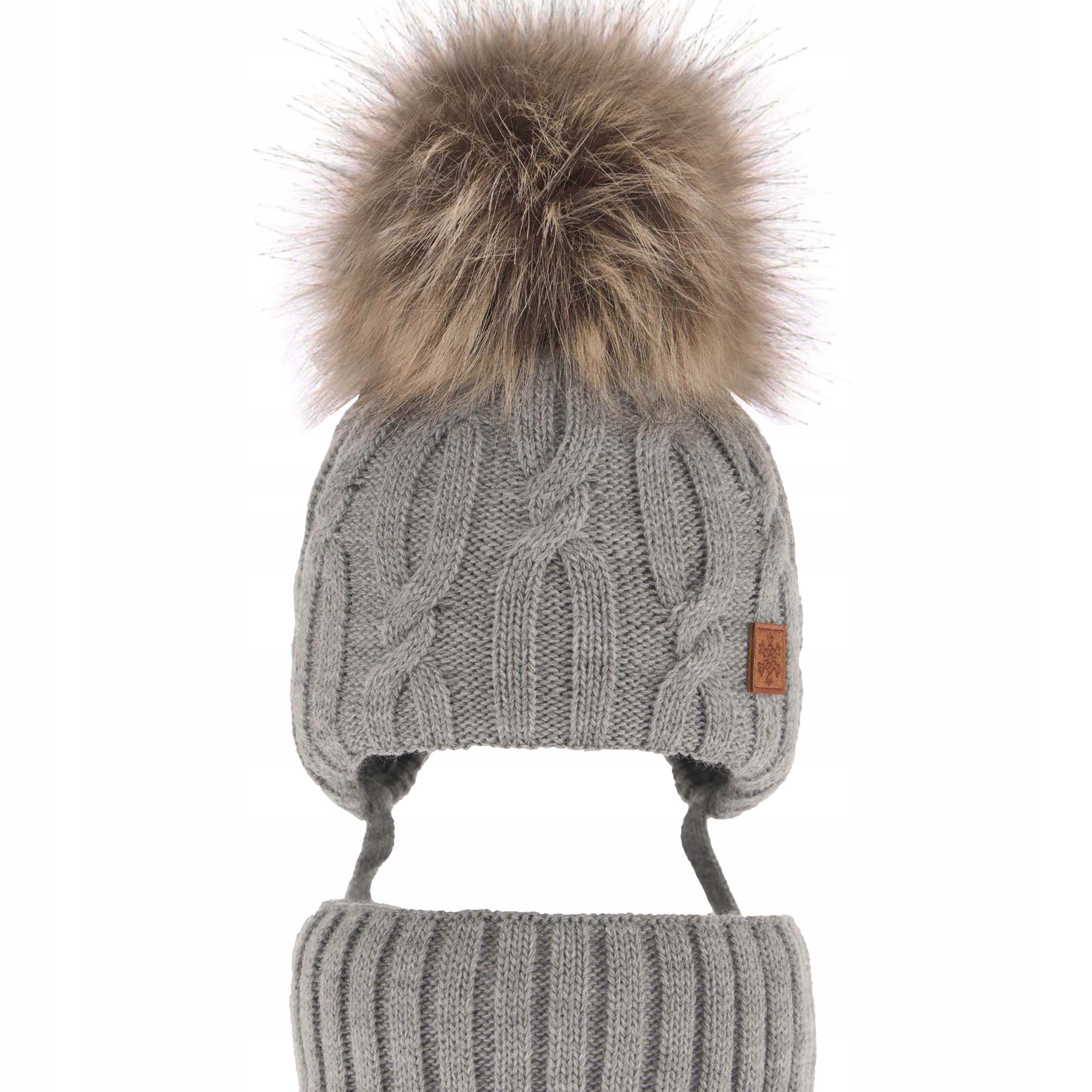 Komplet zimowy DZIECIĘCY ocieplany CZAPKA WIĄZANA KOMIN 50-52cm, 3-5 lat