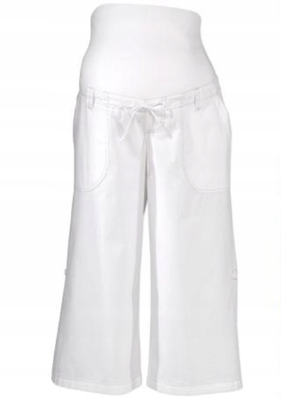 GA129 SPODNIE 3/4 RYBACZKI CIĄŻOWE Z ELASTYCZNĄ WSTAWKĄ 38 BIAŁE Marka Bonprix