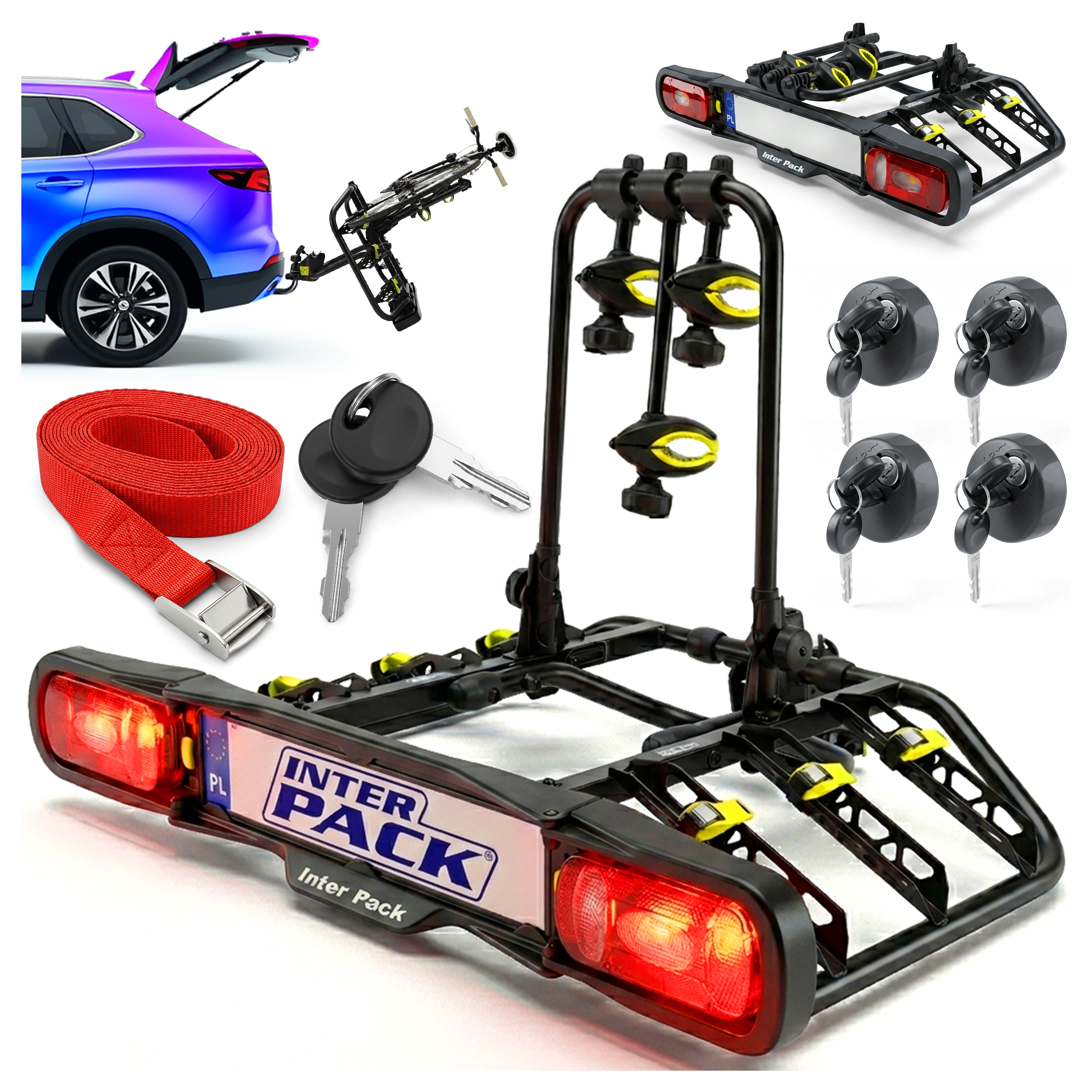 Bagażnik Na 3 Rowery Na Hak Platforma Uchwyt Rowerowy Inter Pack Trio Uchył