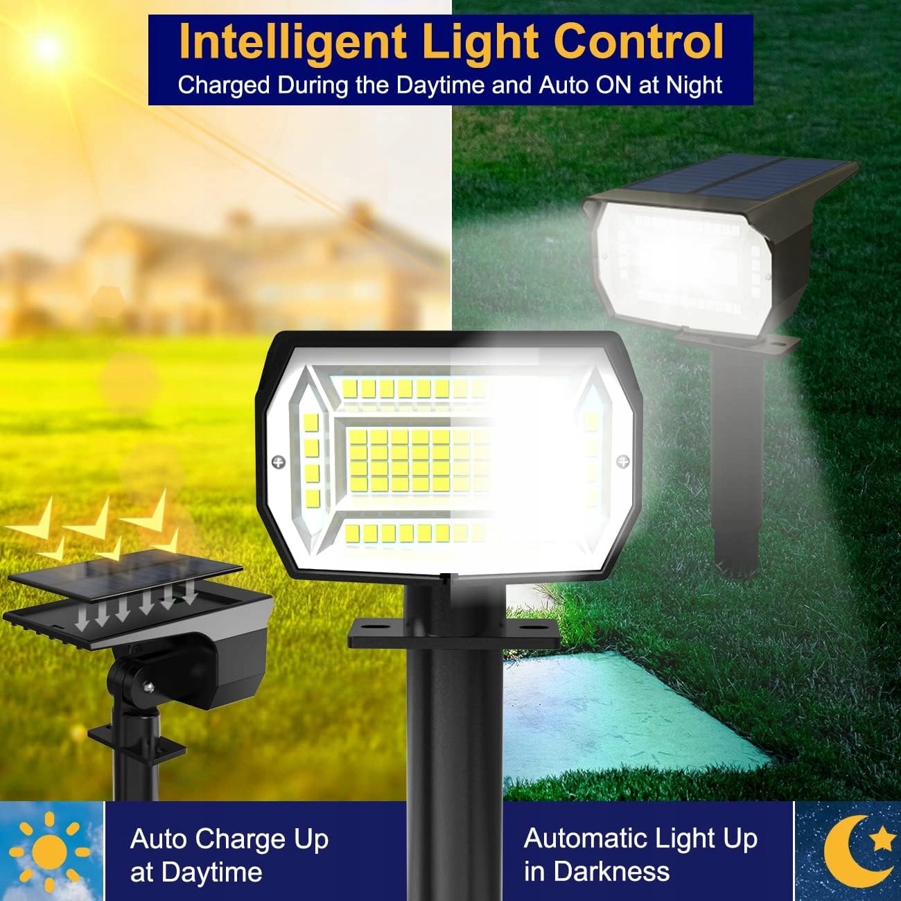 LOTMOS Solarlampy Zewnętrzne 8 Sztuk 72LED 6500K Wodoodporne — miniatura 2