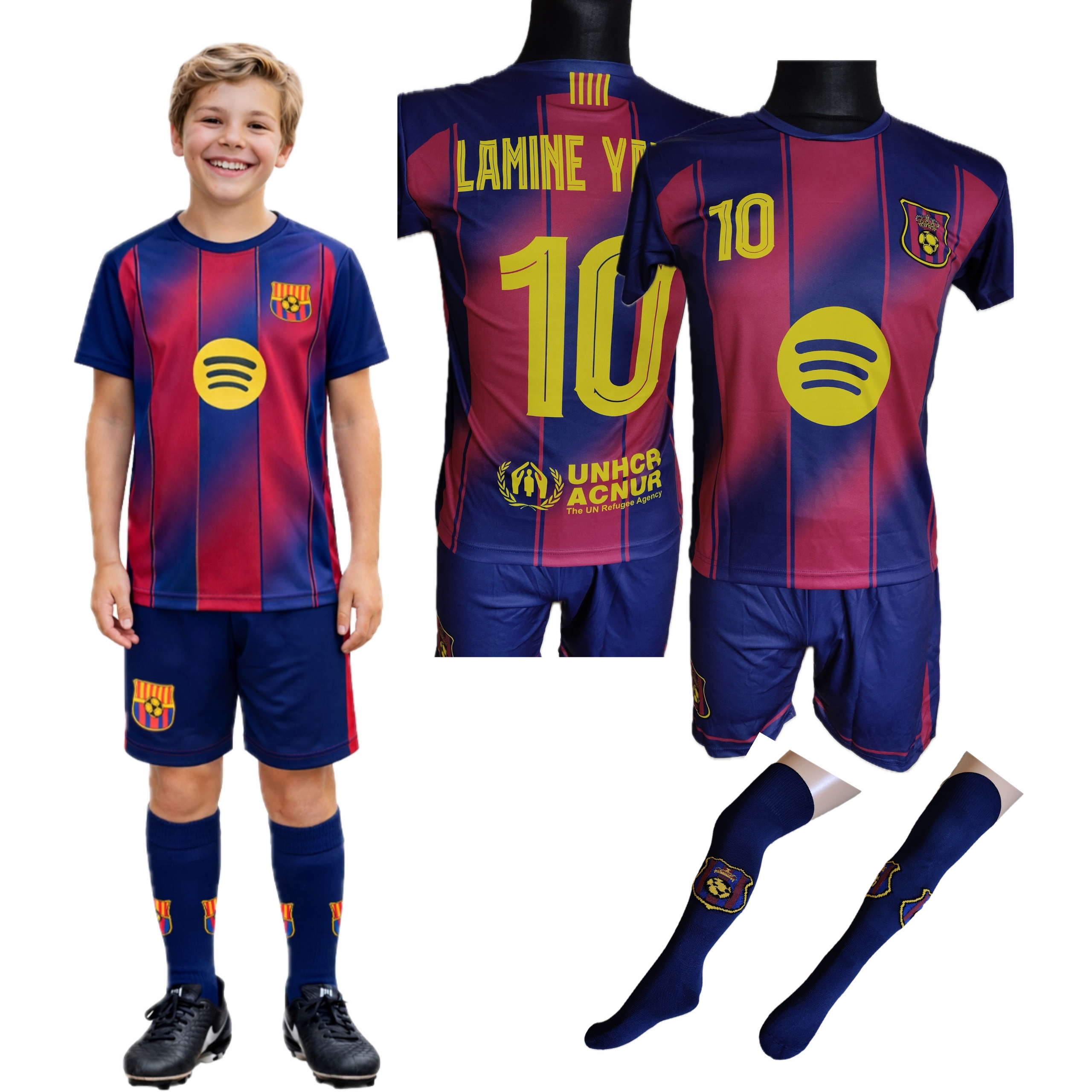 Koszulka Spodenki Komplet Lamine Yamal 134 Strój Piłkarski Getry Trening