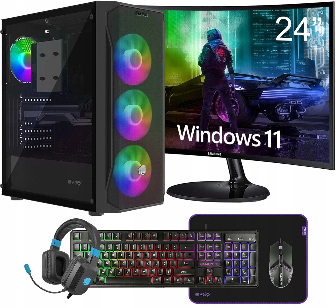 Herný Set Core i7 Radeon Rx 16GB Ram Ssd 512GB Monitor 24