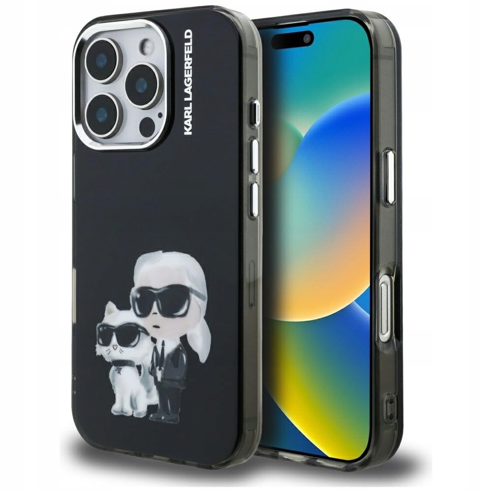 Pouzdro Pro Iphone 16 Pro Karl Lagerfeld IML Akvarel Karl & Choupeette & Logo