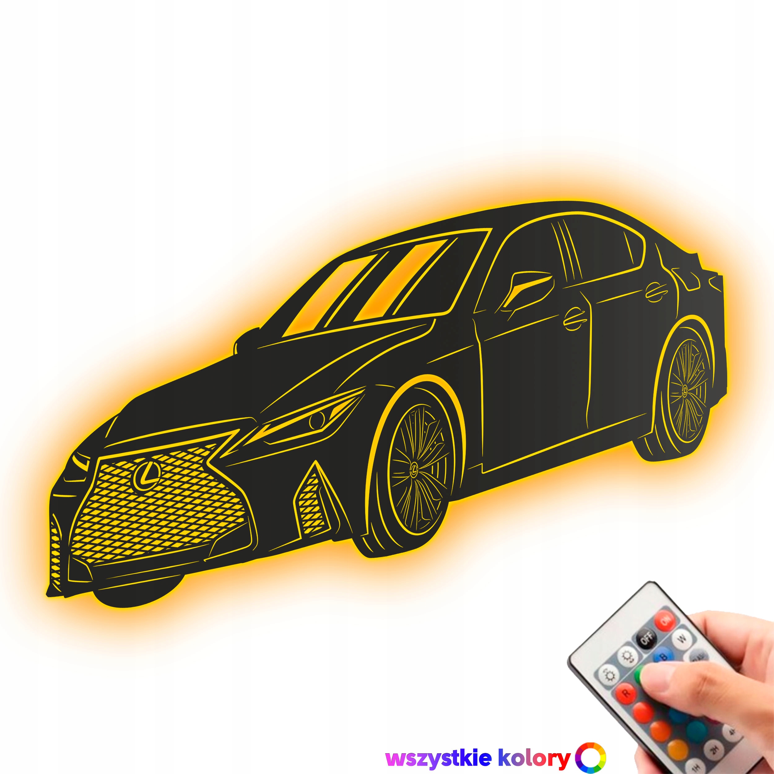 Drevený 3D obraz Lexus Nástenná Dekorácia Darček Nočná Lampa Led XL