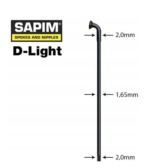 Szprycha Sapim D-Light 2*1.65*2 J-Bend k/ czarny 278mm