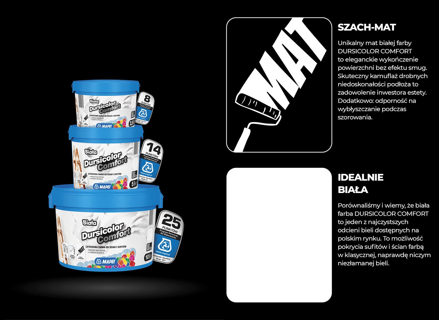 MAPEI FARBA BIAŁA MATOWA DURSICOLOR COMFORT 10L Wielkość opakowania 10 l