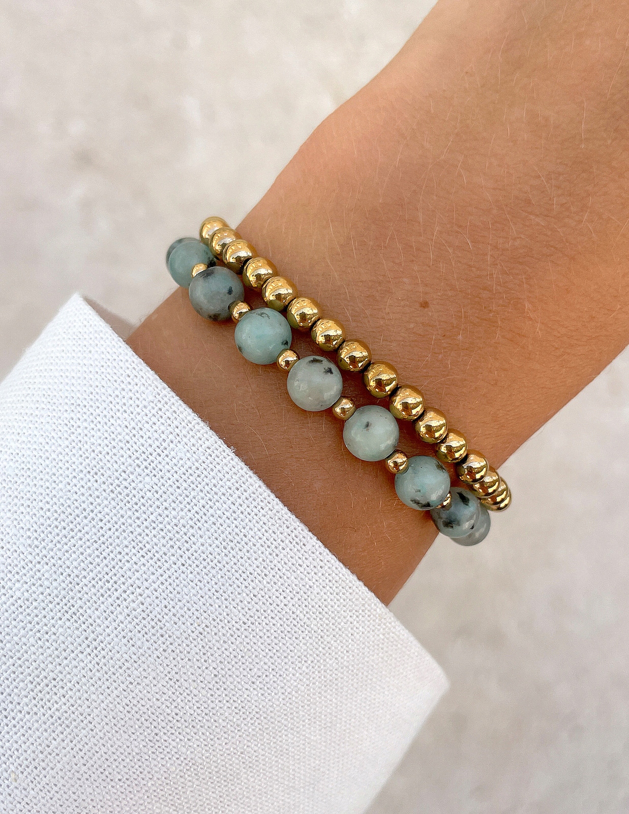 Náramky na gumičce jaspis s hematitem, 17 cm