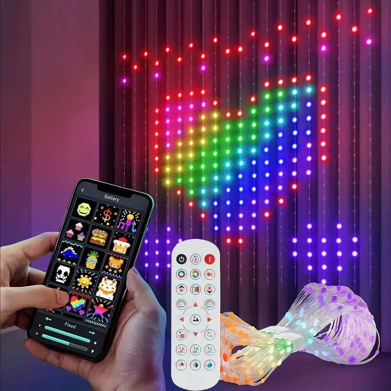 Smart 400 Led Závěs 2X2 M Usb Bluetooth Dálkový Ovladač Pro Rgb Inteligentní Zvuk