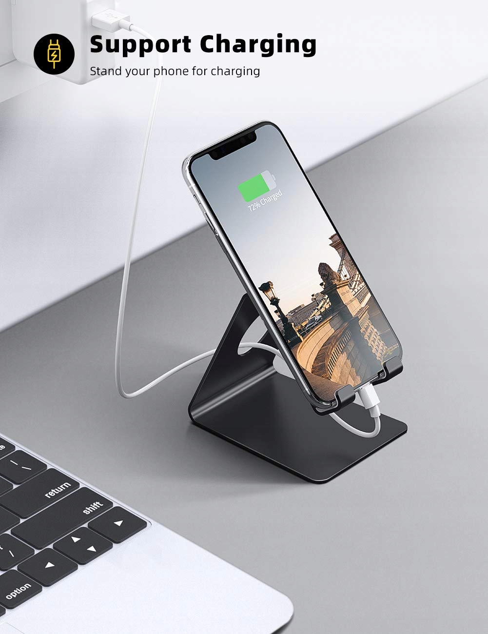 Lamicall Stojak Na Telefon Podstawka Uchwyt iPhone Czarny — miniatura 4