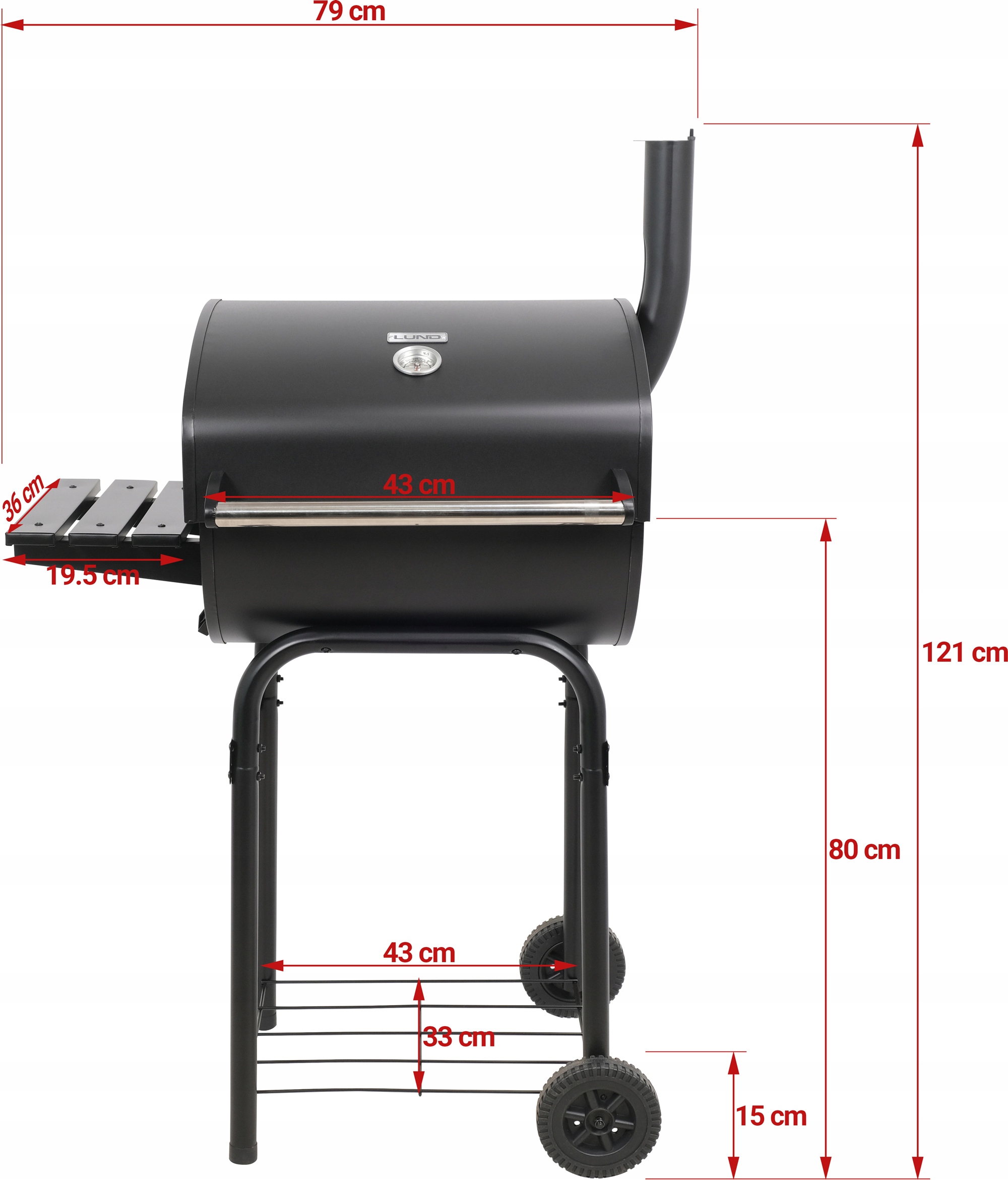 GRILL OGRODOWY WĘGLOWY DUŻY RUSZT 47 cm +POKROWIEC Materiał stal