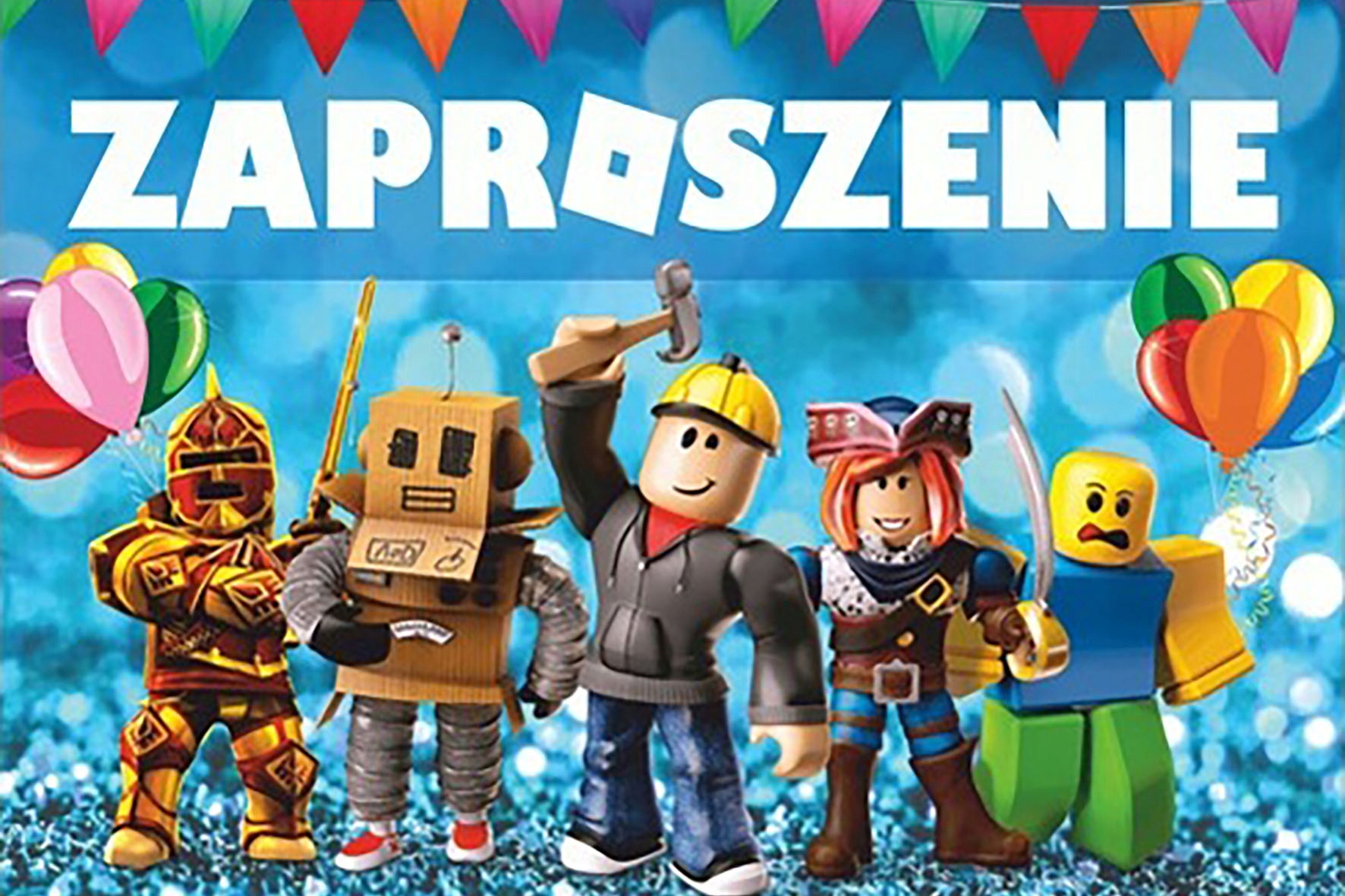 ZAPROSZENIE ROBLOX ROBLOKS ZAPROSZENIA NA URODZINY 15x10cm WIELE WZORÓW